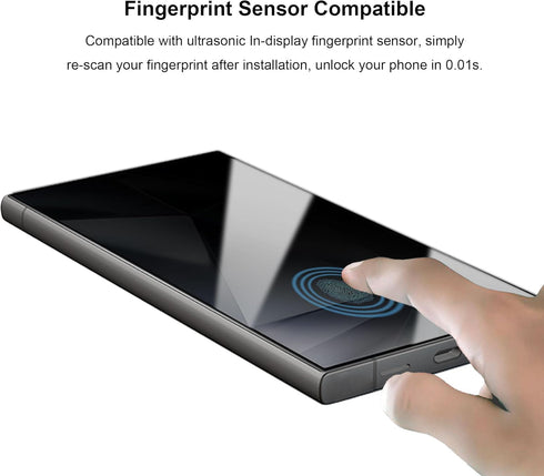 Samsung Galaxy S24 Privacy Screen Protector 2 Pack, Case Friendly, 2-Way Anti-Spy, Supports Fingerprint Unlock.