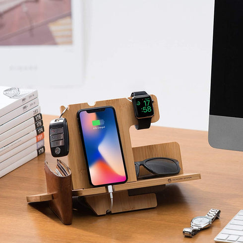 J JACKCUBE DESIGN MK242A JackCubeDesign Wood Docking Station Nightstand Organizer Key Holder Wallet Stand Watch Gift