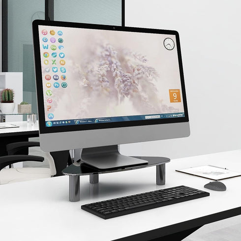 HD01B-003 Hemudu Tempered Glass Computer Monitor Riser/Triangle Save Space Desktop Corner Stand for Computer Monitor