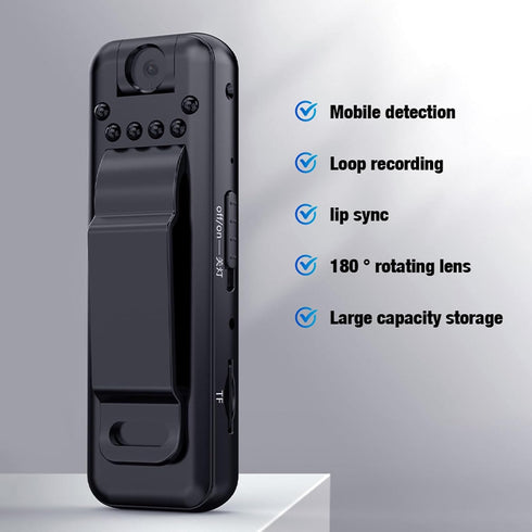 Serounder Portable Video Recorder, Infrared Night Vision with Motion Detection and Back Clip for Business Meetings