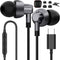 USB C Headphones for Samsung Galaxy S24, S23 Ultra, S22, S21 FE, USB Type C Earphones with Microphone, Metal-Grey