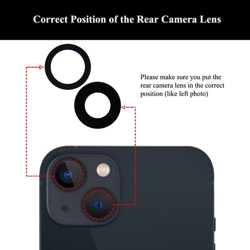 LOZOP 2 Sets 13/13 (2 Pieces/Set) Rear Camera Lens Glass Replacement with Adhesive Pre-Installed Compatible for iPhone