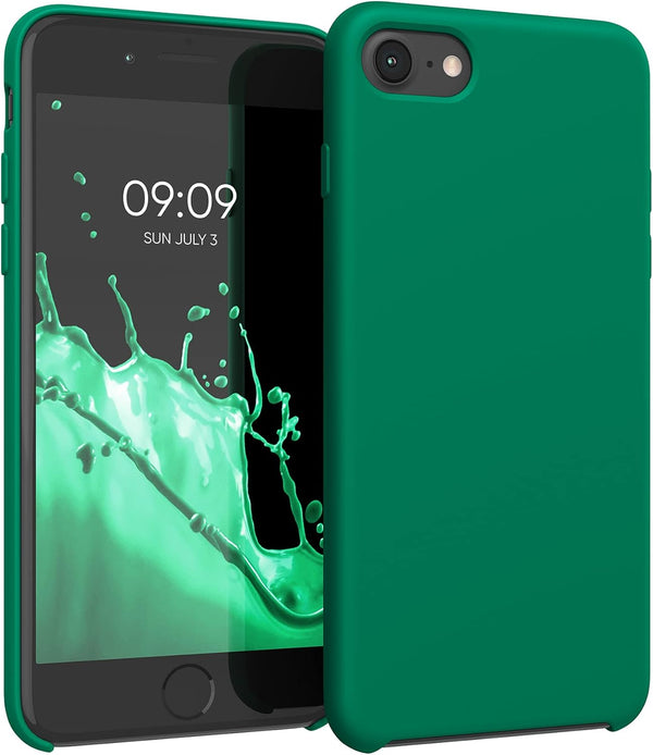 kwmobile TPU Silicone Case for Apple iPhone SE (2022/2020), iPhone 8/7 - Soft Finish Phone Cover, Emerald Green