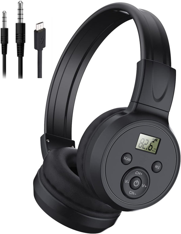 F4 Rechargeable Portable FM Radio Headphones, Best Reception FM Headset Radio Receiver for Daily Use