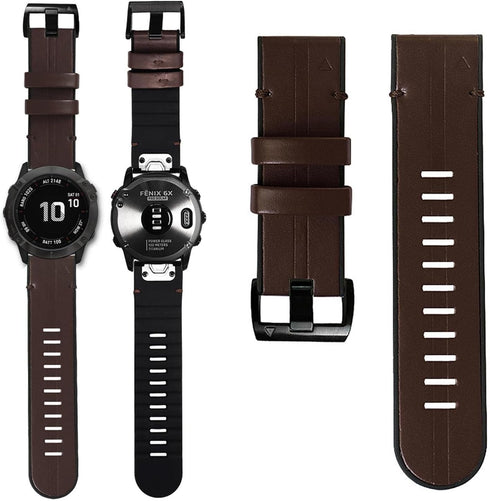Abanen Watch Band for Garmin epix Pro 51mm / Fenix 8 51mm / Instinct 3 50mm, Soft Genuine Leather Hybrid Silicone Strap