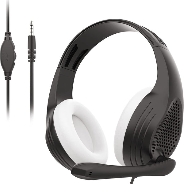 A9Plus Black White Gaming Headset - PC, Xbox One, PS4, PS5, Laptop, Tablet, Smartphone Headphones with Microphone.
