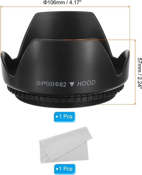 PATIKIL 82mm Camera Lens Hood, Flower Lens Hood Protector with Cloth for Anti-Reflection Blocks Excess Sunlight Enhance Camera Photography for Nikon, for Fujifilm, for Pentax, for Leica