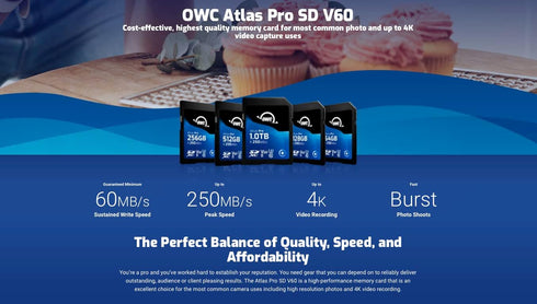 OWC Atlas Pro 128GB SDXC UHS-II V60 Media Card