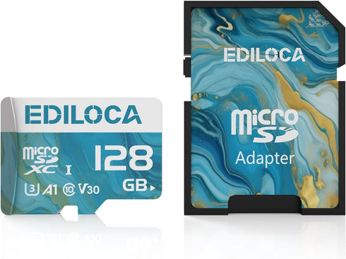 Ediloca 128GB Micro SD Card, Memory Card with SD Adapter, Read Speed up