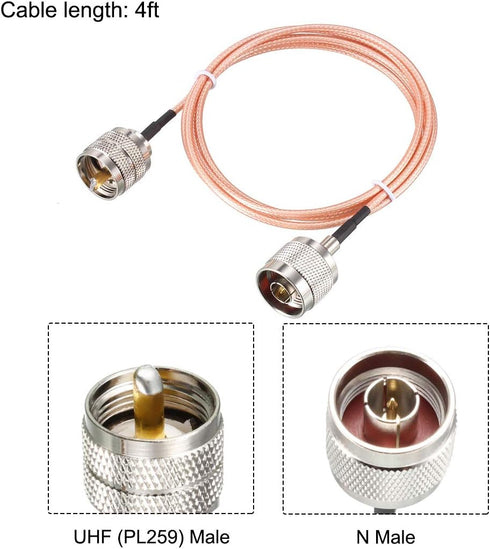 uxcell UHF (PL259) Male to N-Type Male Antenna Cable, RG316 Coax Cable 4 Ft for Ham Radio Transceiver