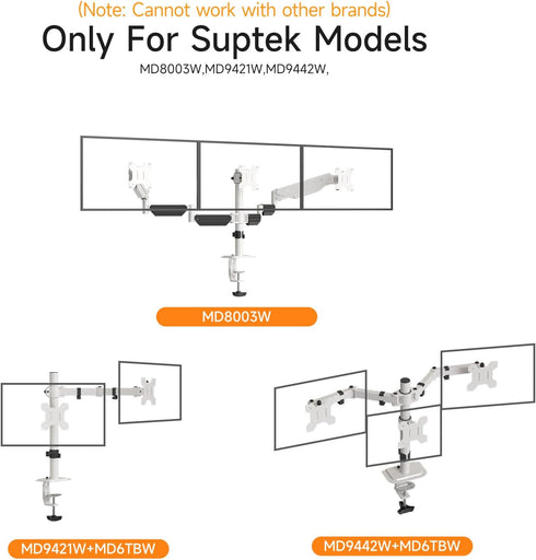 suptek Mount,White(MD6TBW-2) Single Head and Plate Vesa Pole Mount Bracket for Monitor
