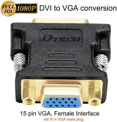 DTECH DVI to VGA Adapter, DVI-D Male to VGA Female Converter 1080P Video Connector