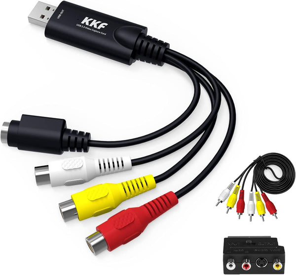 Kkf USB 2.0 Video Capture Card for Streaming VHS to Digital Converter, with