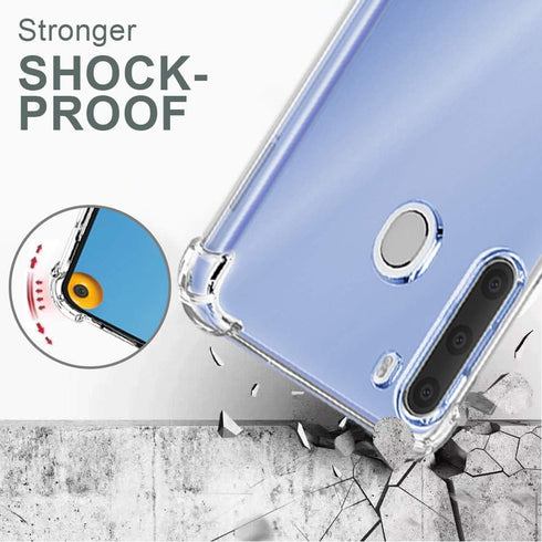 Samsung Galaxy A21 Phone Case (Clear) - With Screen Protector, Shockproof Slim Clear Color Soft TPU Protection