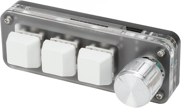 Cuifati Mini 3 Key Keypad with Knob, One Handed Macro Mechanical Keyboard, 3 Fully Programmable Keys for Macos, Vista
