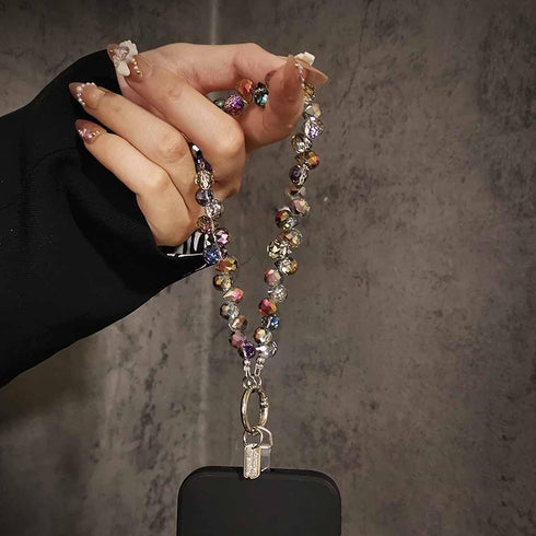 KuuGuu 2 PCS Crystal Beaded Phone Wrist Strap Sparkling Phone Charm Chain Cellphone Lanyard Chain Detachable Beaded