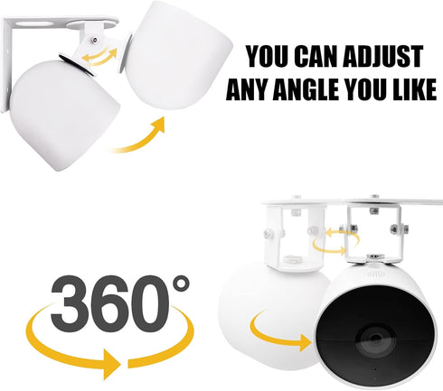 Metal Wall Mount Holder for Google Nest Cam Battery Indoor/Outdoor, 360 View Anti-Drop Bracket Mounting Kit - White