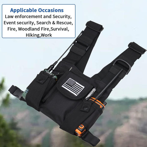 Radio Shoulder Holster Chest Harness - Universal Two Way Radio Holder with Front Pouches for Kenwood Retevis