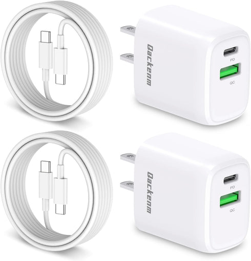 Fits for iPhone 15 Charger, 2 Pack 20W USB C Fast Wall Charger Adapter with 2 Pack 6.6 ft USB-C Cable for iPhone 15/15