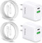 Fits for iPhone 15 Charger, 2 Pack 20W USB C Fast Wall Charger Adapter with 2 Pack 6.6 ft USB-C Cable for iPhone 15/15