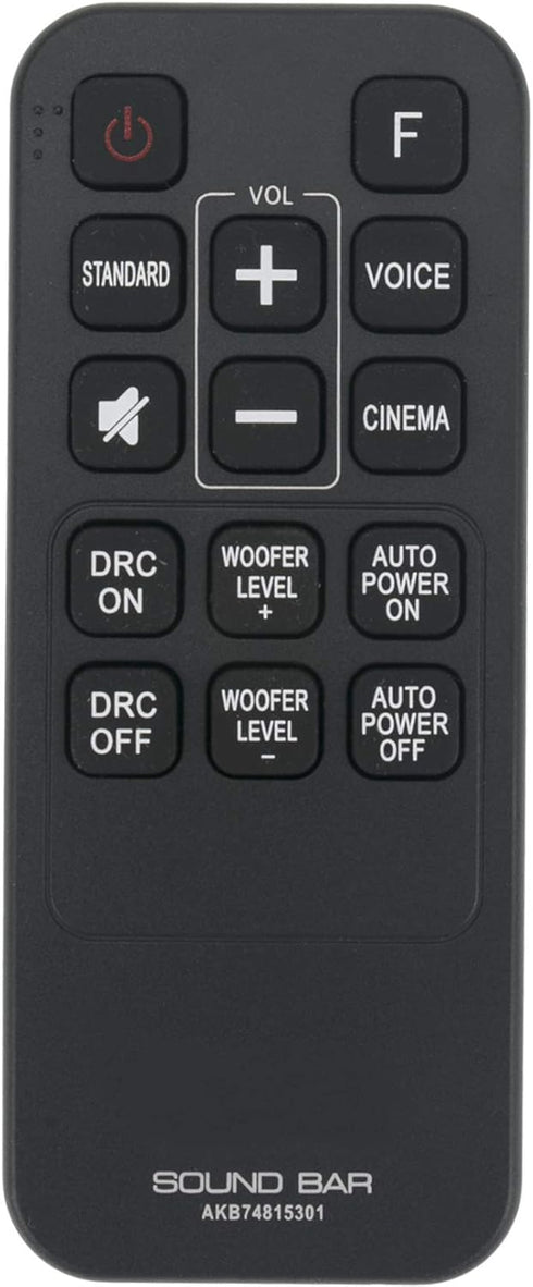 AKB74815301 Replacement Sound Bar Remote Control - Compatible with LG Soundbar Models S45A1-D, S55A3-D, and more