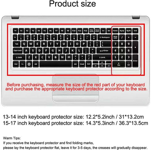 VORTINIOUS 13" 14" 15.6" 16" 17" inch 15"-17.6") Ultra Thin Keyboard Cover Protector, Compatible with Laptop Notebook