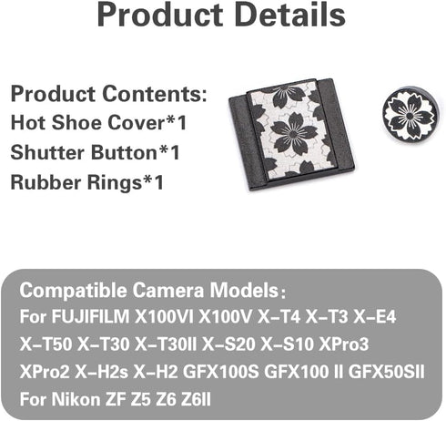 X100VI X100V X-T4 X-T3 XPRO3 XPRO2 Z5 Z6 Z6II (Black-Set) Camera Metal Hot Shoe Cover Shutter Buttons Protector