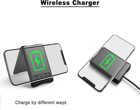 Data Cable Box with Wireless Charger, Multi-Type Charging Cable Converter, Wireless Charger Adapter, Phone Holder