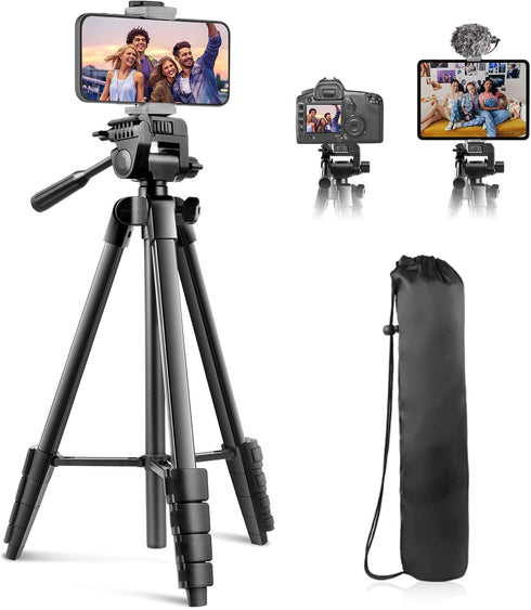 Sensyne 64" Camera Tripod Stand, Versatile Phone & iPad Tripod with Wireless Remote and 2-in-1 Phone Holder for Vlog
