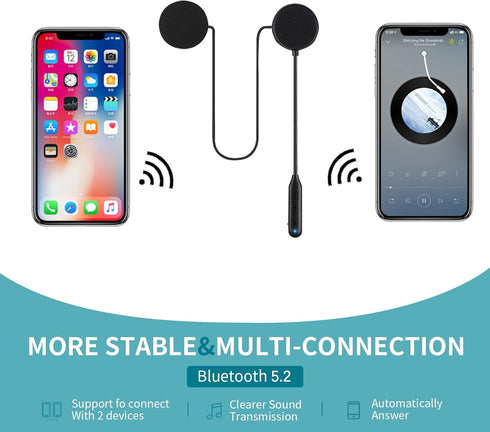 Motorcycle Bluetooth 5.2 Headphones Universal Helmet Audio System with Music and Voice Microphone
