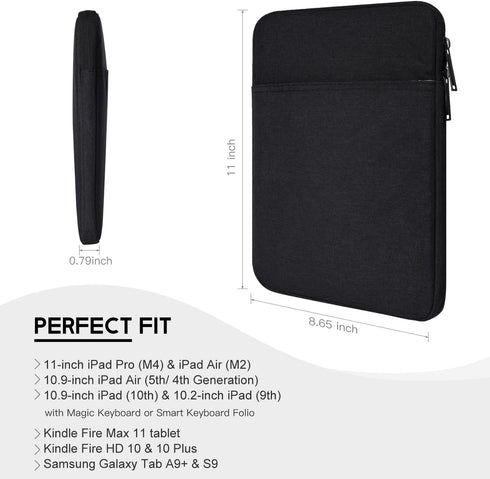 10 inch Tablet Sleeve Case for 11-in iPad Pro M4,iPad Air M2(2024),10.9 inch iPad,10.2 iPad,10.9" iPad Air,10.5 iPad Pro Air,Fire Max 11 Tablet/Kindle Fire HD 10,Galaxy Tab A9+ Bag,Fit Magic Keyboard by CaseBuy