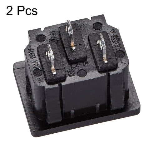 uxcell C14 Panel Mount Plug Adapter, AC 250V 10A 3 Pins IEC Inlet Plug Power Connector Socket Pack of 2