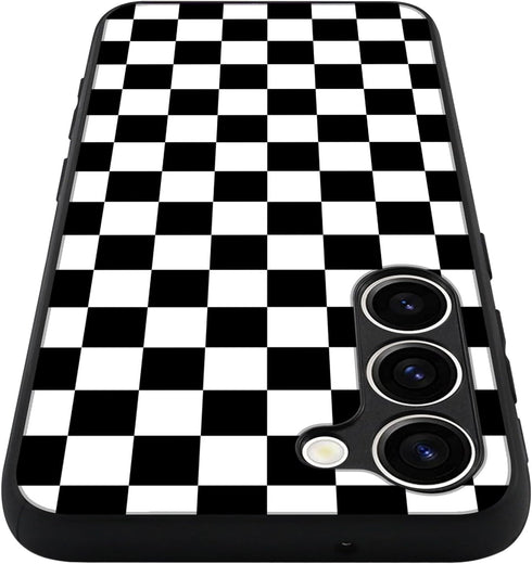 Tnarru Samsung Galaxy S23+ Case, Checkered Pattern Hard PC Back and Soft TPU Sides, Scratchproof Shockproof Protective