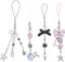 1-4PCS Cute Phone Charms, Aesthetic Y2K Cell Phone Strap, Pink Strawberry Butterfly Star Accessories for Phone