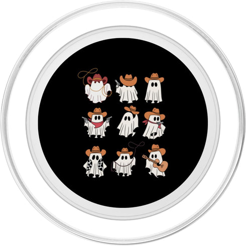 Boo Haw Western Cowboy Ghost Cowgirl Funny Halloween Spooky PopSockets PopGrip for iPhone