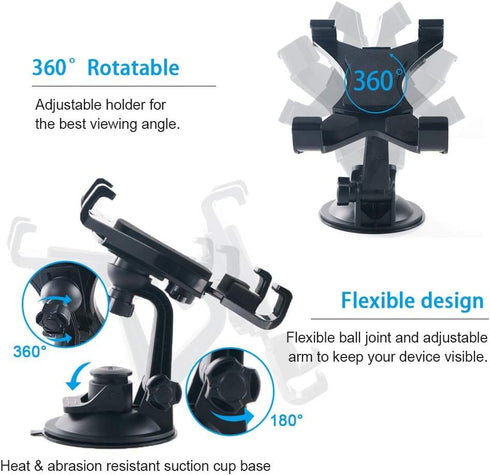 Car Tablet iPad Holder Mount, Suction Cup Stand for Windshield Dash Desk, Compatible with 7-10 inch Tablets