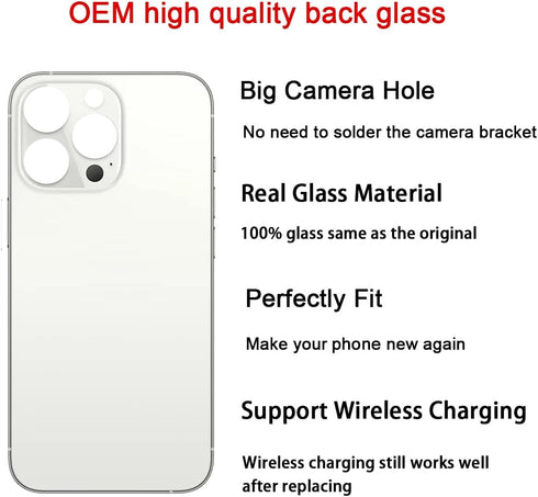Back Glass Replacement for iPhone 13 Pro 6.1 Inches (Silver) with Repairing Tool Kits