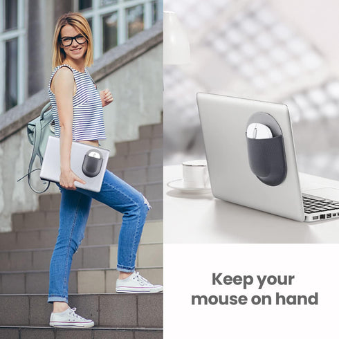 Epessa Universal Stick-On Mouse Pouch, Reusable Adhesive Mouse Holder for Wireless Mouse