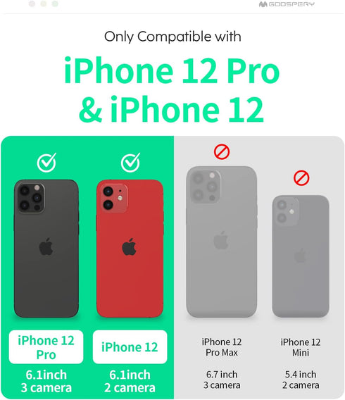 GOOSPERY iPhone 12/12 Pro Card Holder Wallet Case, Protective Dual Layer Bumper Phone Cover with Hidden Mirror