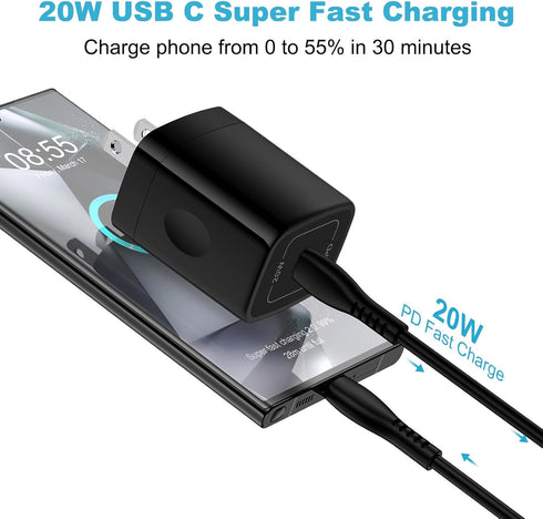 Samsung Galaxy Z Fold Flip 6 5 4 3 USB C Fast Phone Charger, S24 S23 S22 S21 S20+ S10e Ultra FE Plus, Wall Charger with