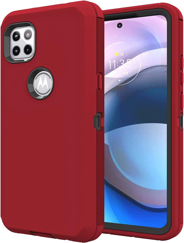 Annymall for Moto One 5G Ace Case with Screen Protector, Rugged Triple Layer Shockproof Heavy Duty Phone Case Cover
