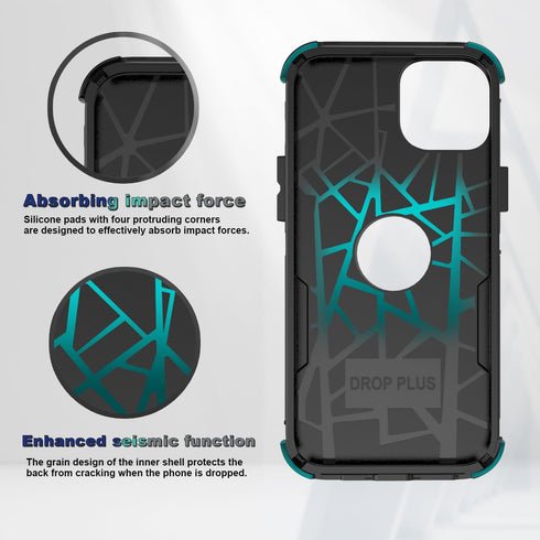 iPhone 13 & 14 Case, 10 Ft Military Shockproof, Non-Slip, with 2 Tempered Glass Protectors, 6.1" (Red/Black)