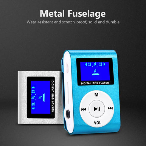 Karlak MP3 MP3 Mini Portable Mc Player Metal Clip-on Player with LCD Screen Port TF Card Wide Application Gold