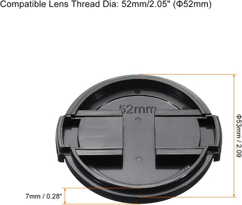 PATIKIL Camera Lens Cap, 2 Pack Sides Pinch Front Lens Cover with Microfiber Cleaning Cloth for 52mm Thread Universal