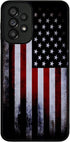 Tnarru Samsung Galaxy A23 Case, Black American Flag Pattern, Hard PC Back & Soft TPU Sides, Shockproof Protection