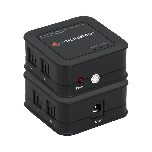 J-Tech Digital 1x3 Optical Audio Splitter, 1 in 3 Out Toslink SPDIF