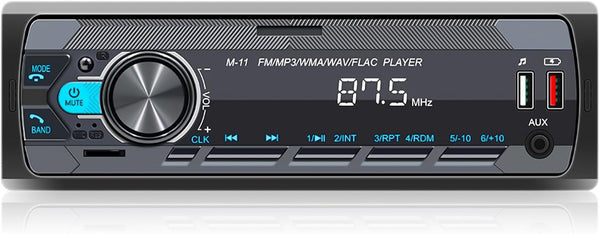 SIXWIN Single Din Car Stereo with Bluetooth 5.0, Hands Free Calling, FM Radio, USB AUX Port, Remote Control
