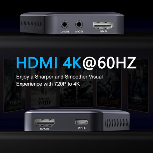 RuiPuo 4K 60HZ 1080P/60Hz 3.0 7/8/8.1/10/11, Video Capture Card, Single HDMI Input Video Capture Card HDMI to USB Audio