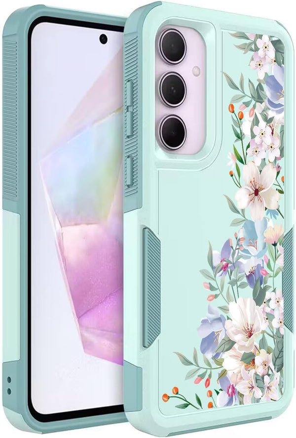 Cute Flowers Design Case for Samsung Galaxy A35/A55 5G, Slim Soft TPU Bumper Shockproof Silicone Cover