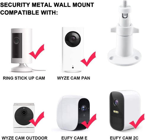 Security Camera Universal Mounting Bracket, Adjustable Indoor/Outdoor Security Wall Metal Bracket, Compatible with Arlo